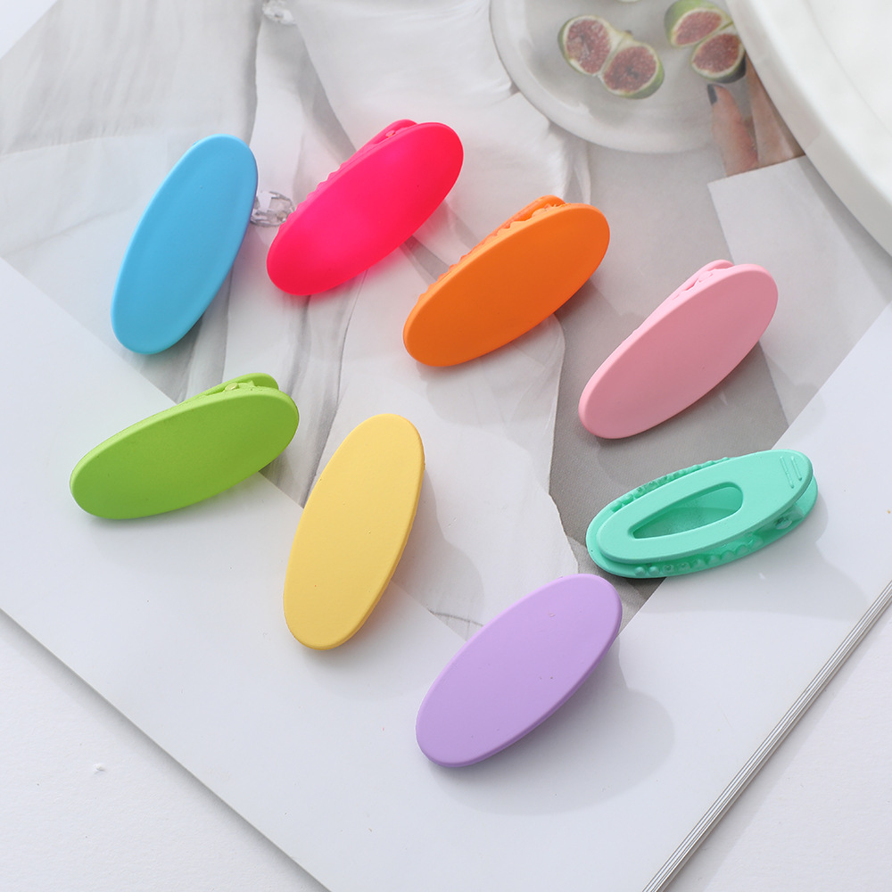 Cross-Border Oval Hairpin with a Frosted Texture, Bangs Clip Hair Accessory, DIY Hair Clip, Cute Candy-Colored Bb Clip