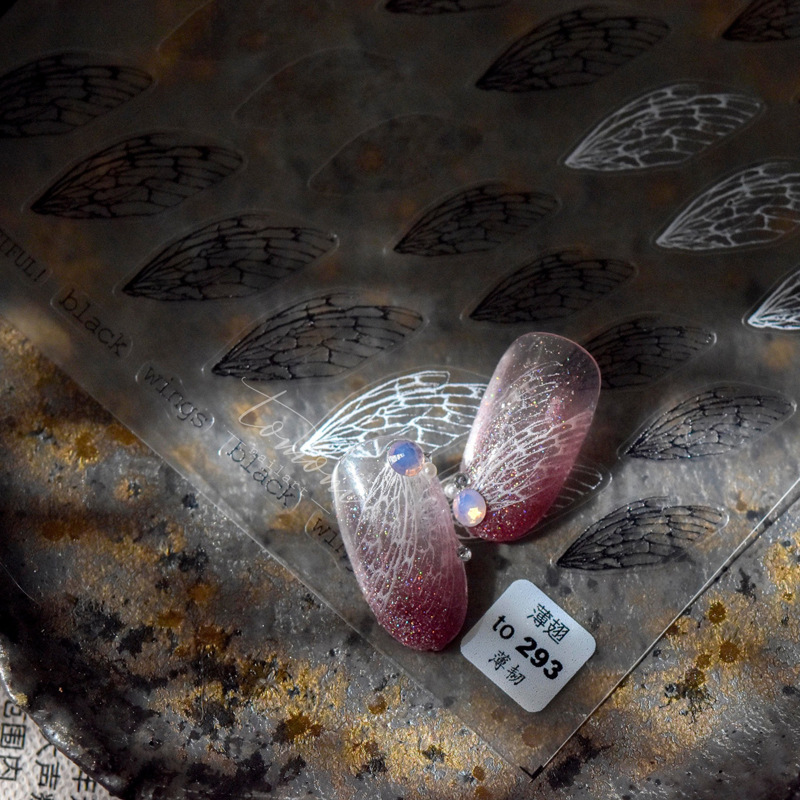 Manicura mariposa pegatinas grandes alas mariposa hueco fino duro blanco y negro de hadas tomoni colorido oscuro estilo uñas pegatinas