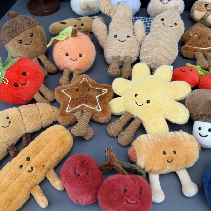 British Jellycat Imitation Plush Doll Pendant Bread Story Bag Charm Vegetable Food Pendant