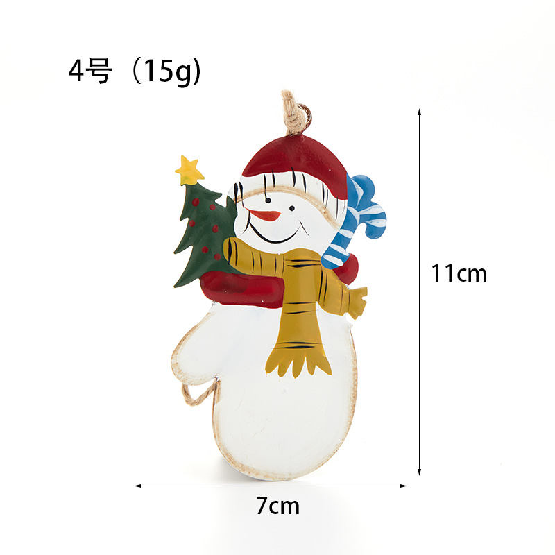 Madera Santa muñeco de nieve alce colgante de hierro forjado color decoración pintada a mano decoración de árbol de Navidad retro americano