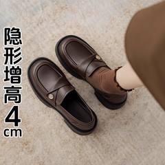 牛革の金 ~ レトロな英倫風の金貨の楽福の靴の女性の2025新型の本革の小さい革靴の深い口の靴の女性