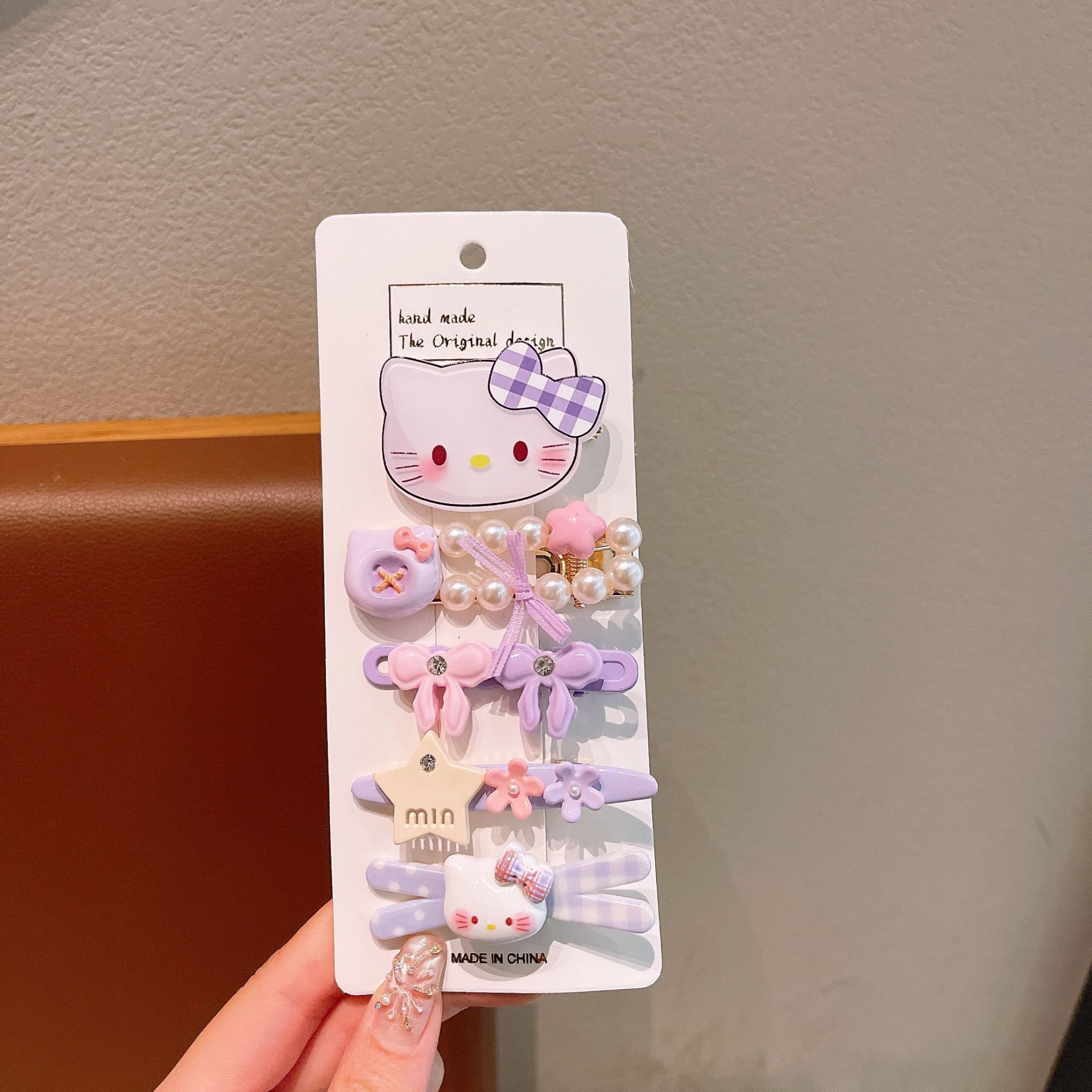 2#보라색 KT 고양이 머리핀 5종세트 [카드세트]