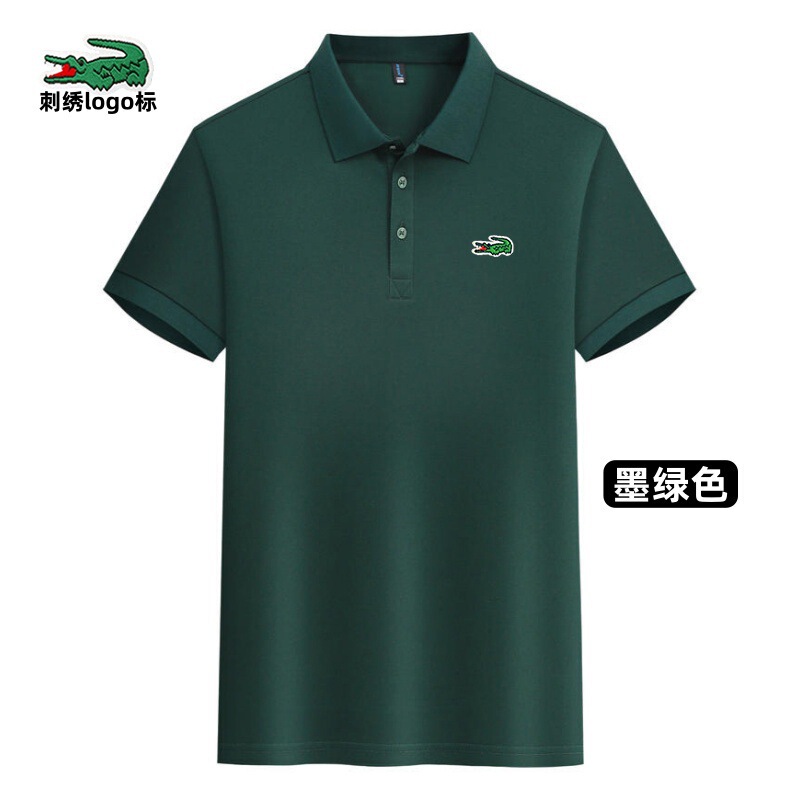 200g Tencel Cotton Crocodile Polo Shirt Short-Sleeved Men's Comfortable Breathable Quick-Drying Casual Lapel T-Shirt Elegant Top