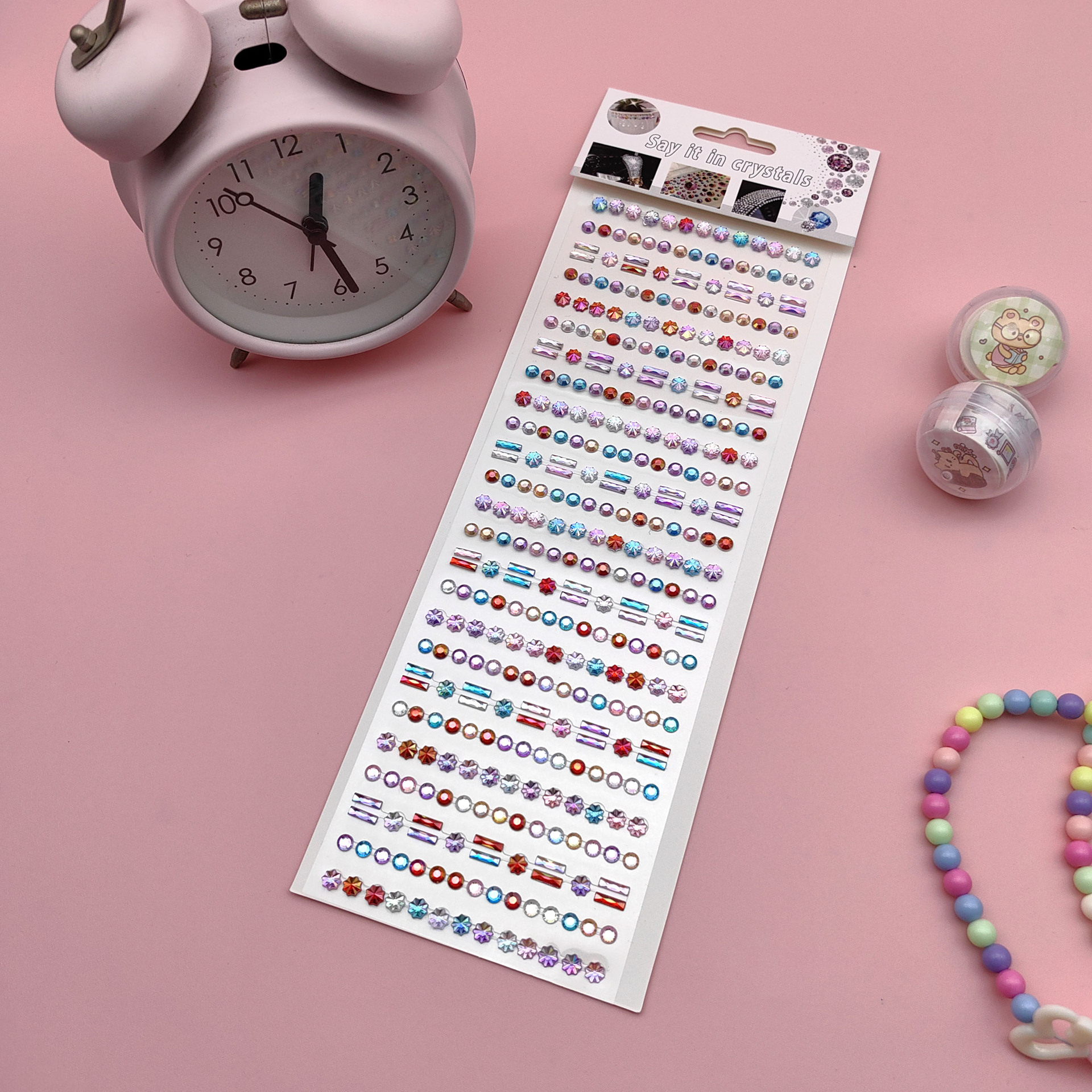 Coloridas pegatinas de flores de hielo para niños gema de diamantes de color AB pegatinas de cristal acrílico de juguete princesa pequeñas pegatinas al por mayor