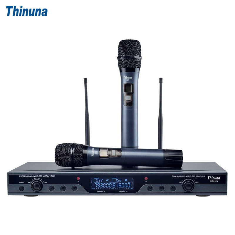 Thinuna UR-232A U段真分集双接收无线话筒一拖二KTV舞台麦克风