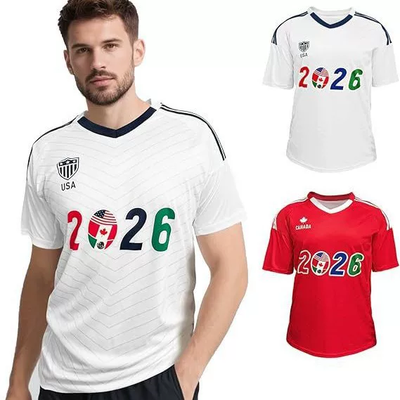 New Year's Eve 2026 World Cup Jersey, American/Canadian National Team Style Football Uniform, Cross-Border Foreign Trade Sports T-Shirt