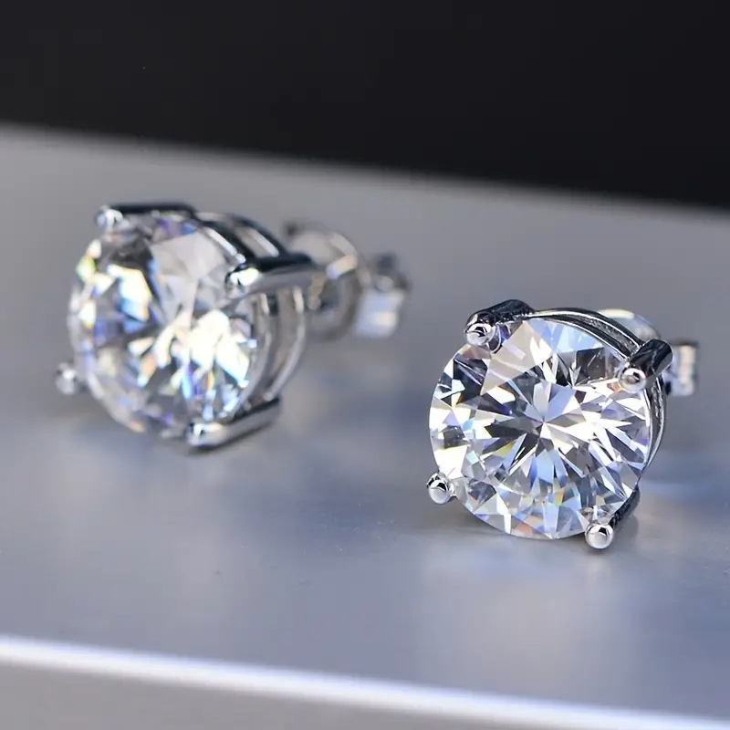 Novos brincos de orelha, brincos clássicos de zircônia de quatro garras, diamantes de quilate luxuosos e elegantes_voghion.com