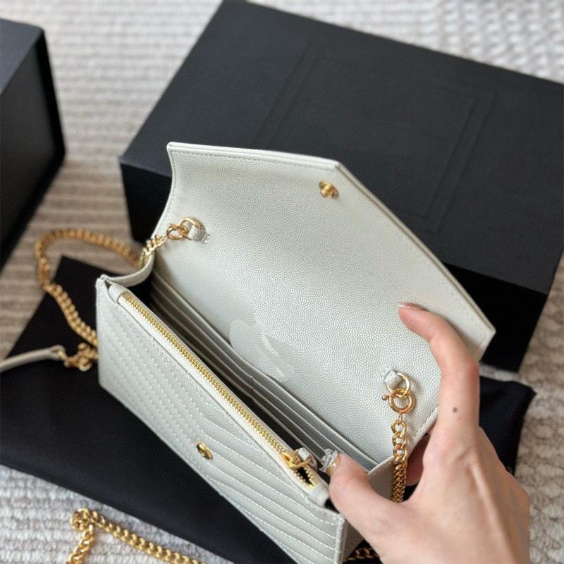 Women's 2025 New WOC Envelope Bag V-Quilted Chain Small Square Shoulder Crossbody Clutch Evening Bag - Thumbnail 4