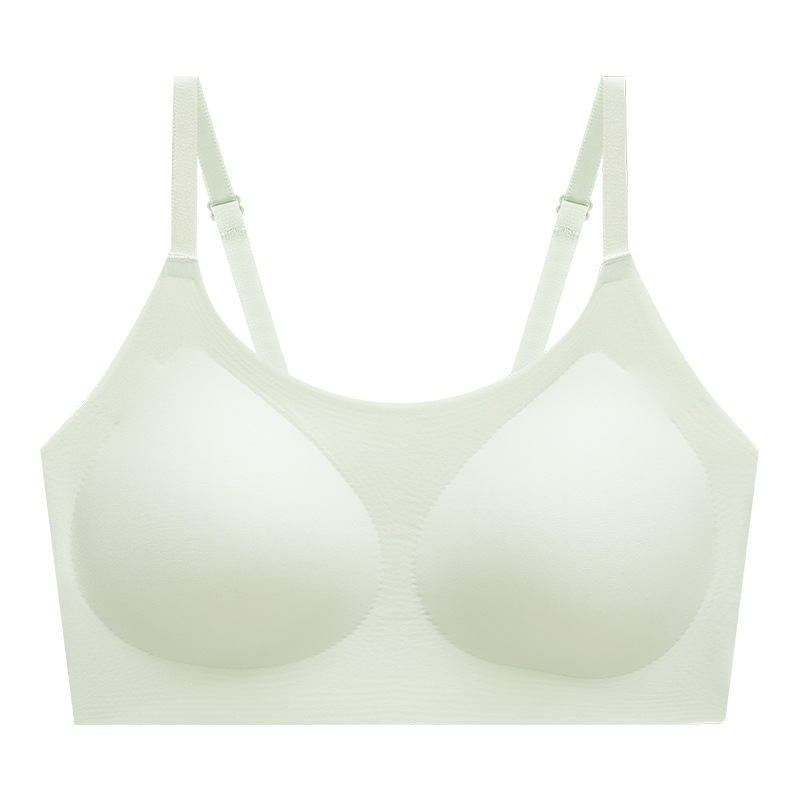 Ropa interior delgada sin marcas para mujeres Pequeño pecho grande sin anillo de acero de elevación de soporte superior ventilado sujetador de pecho fijo taza hermosa espalda