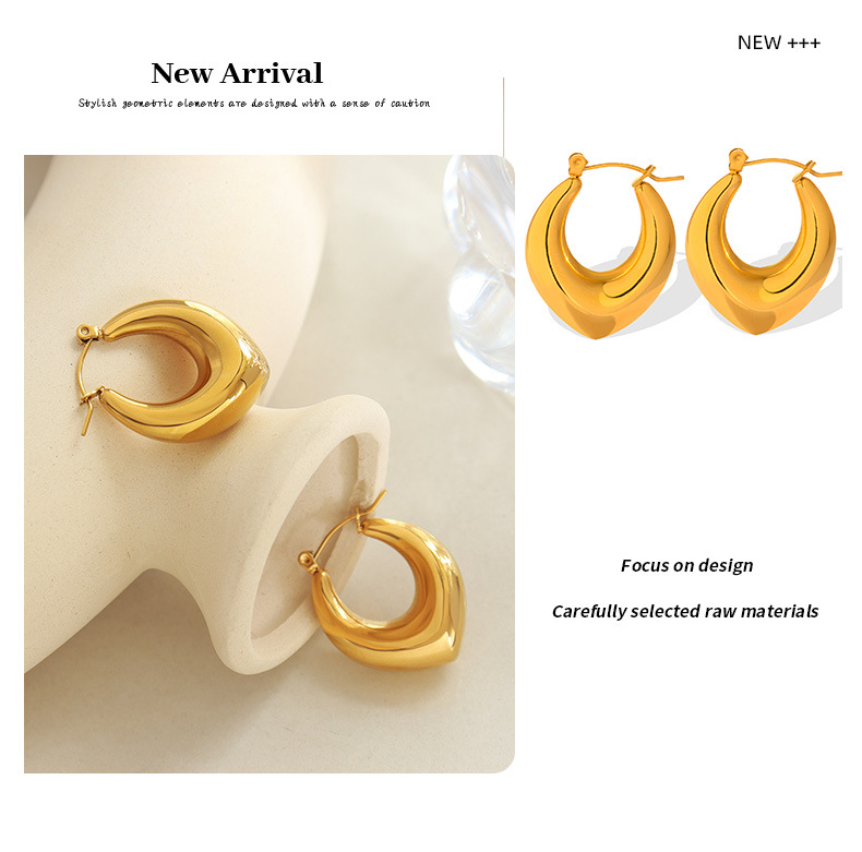 304 Stainless Steel Material Simple Style Geometric Plating 304 Stainless Steel 18K Gold Plated Earrings