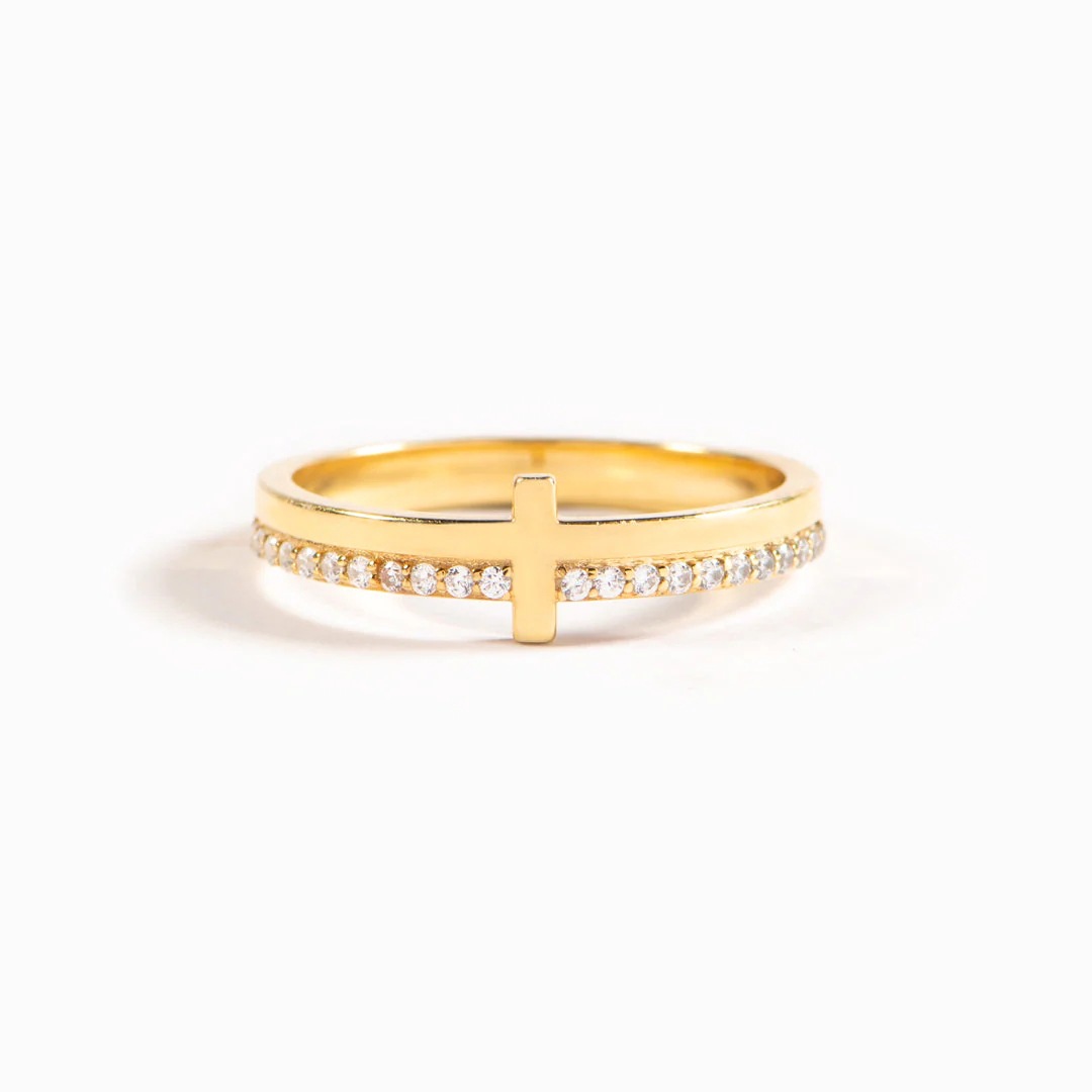 1g Weight Zircon Inlay Material 925 Sterling Silver Zircon Cross Rings 925 Sterling Silver Rings