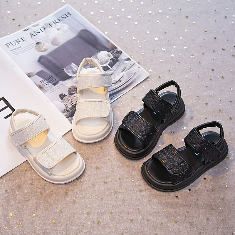 Сандалии для девочек, летняя одежда на улице 2024 Новый летний детский мягкий фон повседневная модная принцесса сандалии обувь ребенка