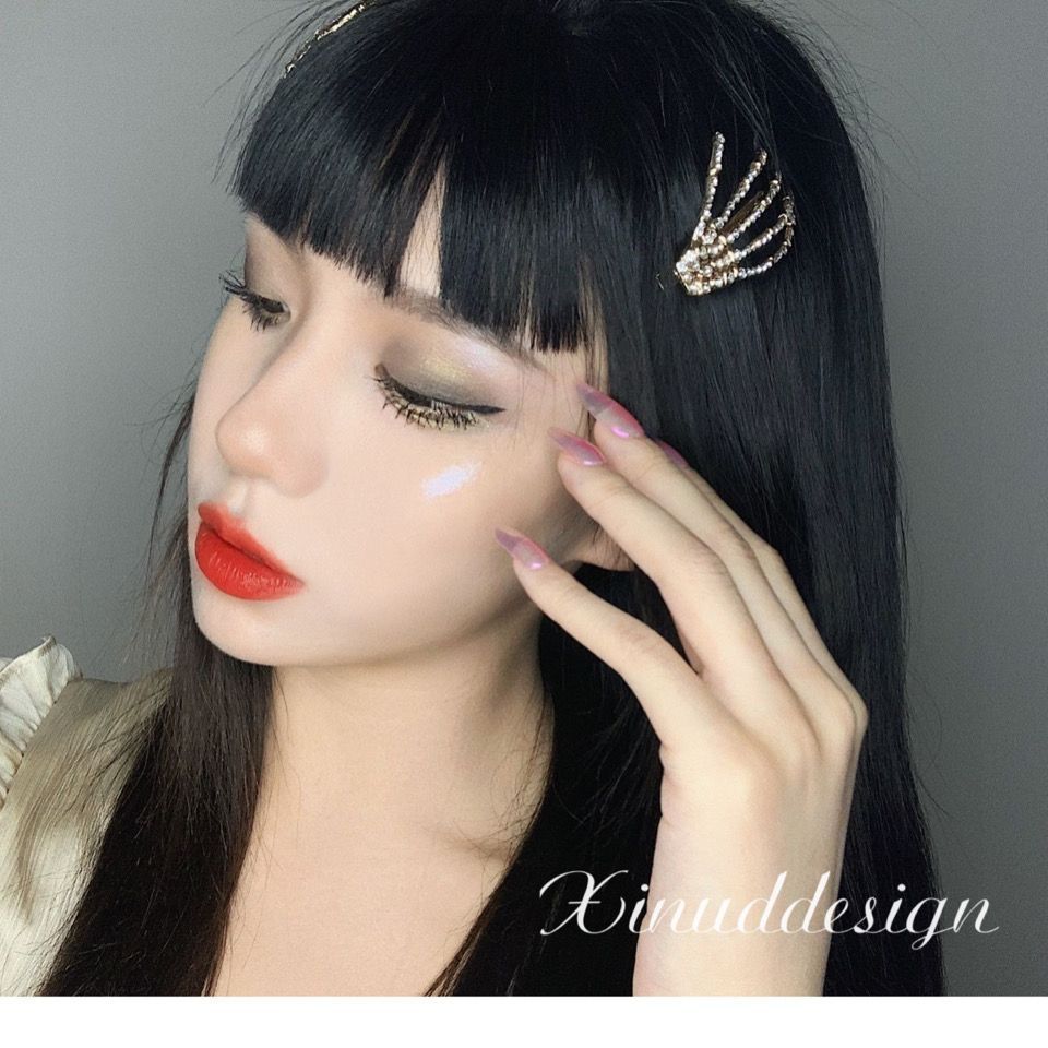 Fermaglio capelli vintage teschio halloween con strass_voghion.com