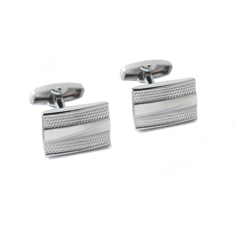 High Quality Rectangular Electroplated Gold Silver Cufflinks Sell Well For Men's French Gentlemen Cufflinks As Holiday Gifts_voghion.com