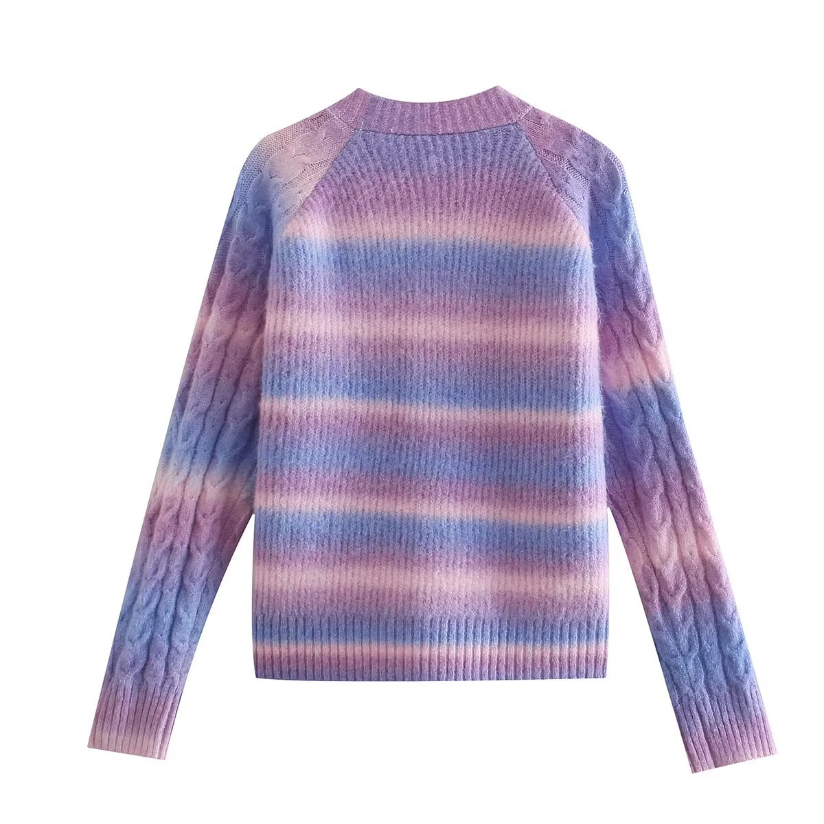 V-neck tie-dye long-sleeved knitted cardigan NSYXB137080