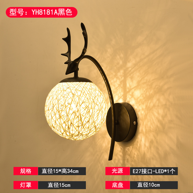 壁灯床头灯卧室led现代简约北欧创意美式客厅过道灯宾馆墙壁灯具|undefined