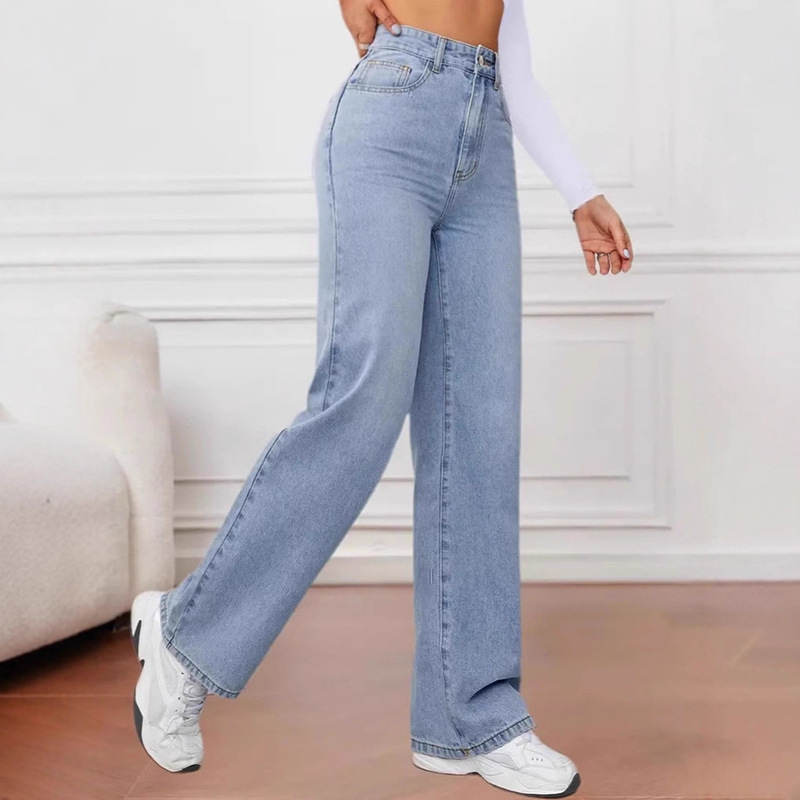 Cross-Border Women's Clothing European and American 2025 Autum New Amazon Ebay Independent Station Casual Loose Straight Jeans for Women Cross-Border Women's Clothing European and American 2025 Autum New Amazon Ebay Independent Station Casual Loose Straight Jeans for Women