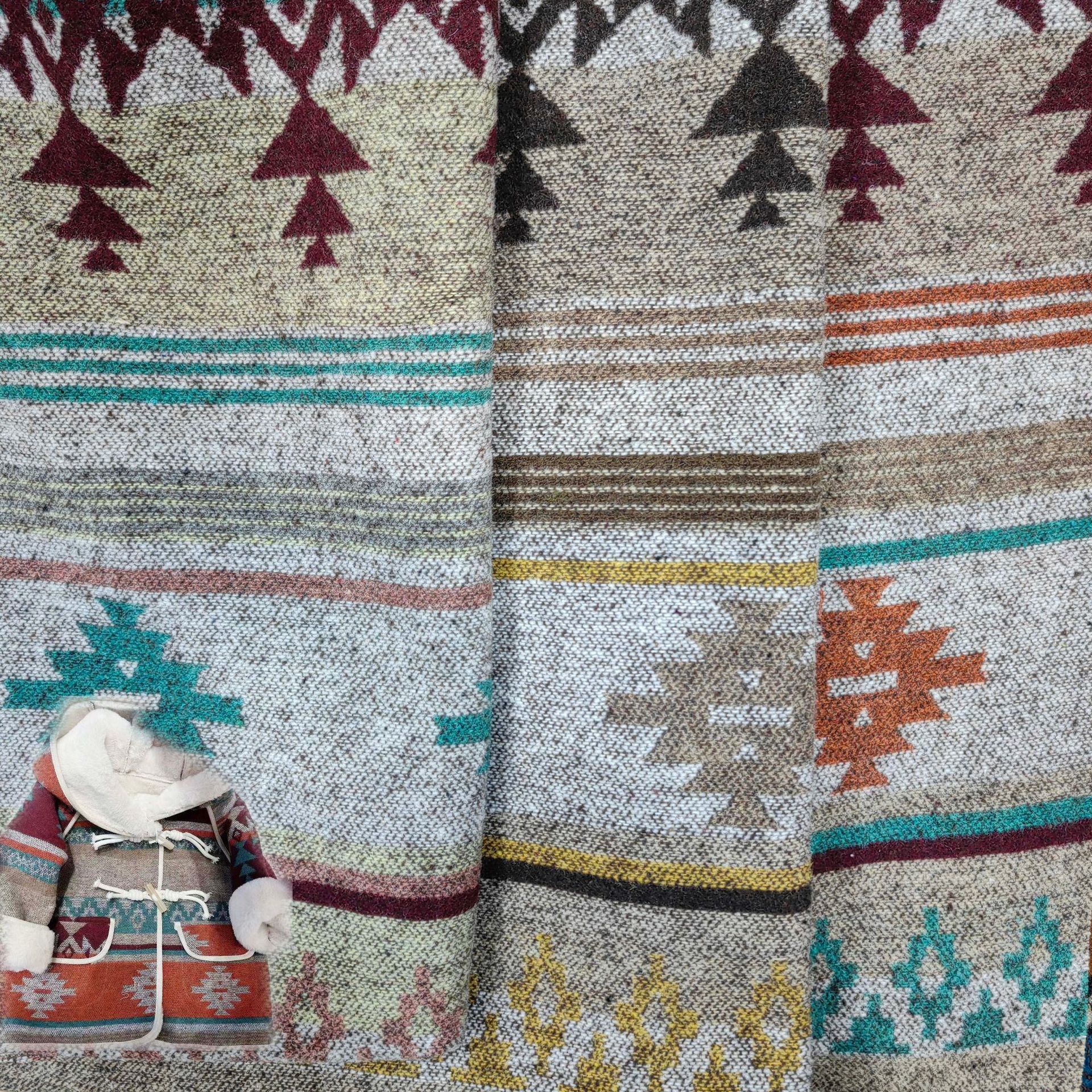 厂家直销宝塔几何欧美男女装童装面料提花色织布