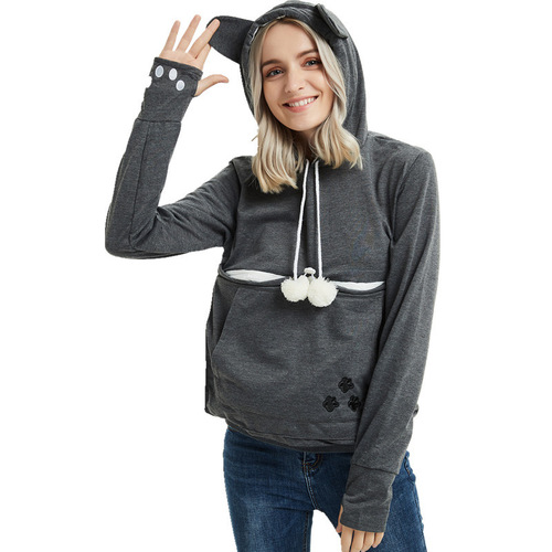 Autumn/Winter Large Pocket Hooded Sweatshirt, European and American Bestselling Long-Sleeved Loose Sweatshirt