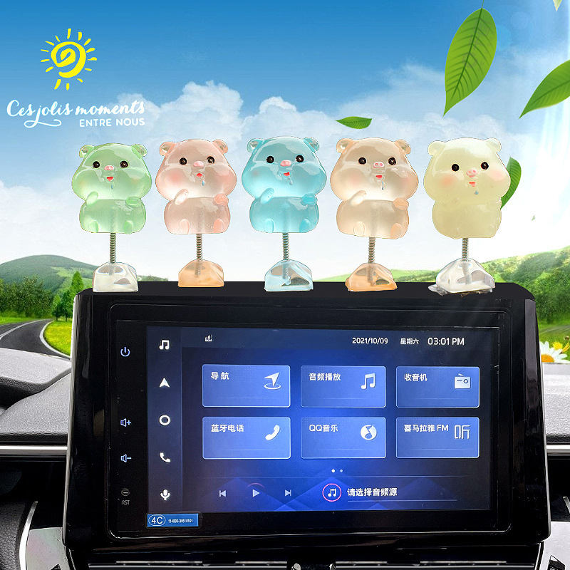 Decoración de coche creativo luminoso cerdito niña coche consola central mini decoración de coche decoración de coche