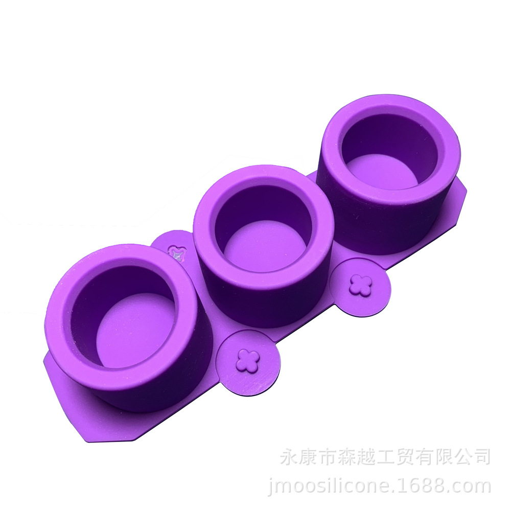 Silicona 3-pieza redonda taza de hielo molde de yeso vidrio vino cubo de hielo molde taza de hielo molde creativo Oficina suculenta olla