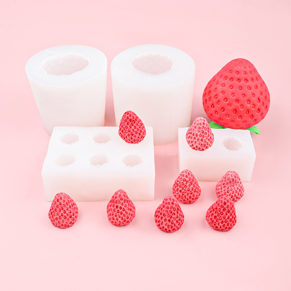 Vela de aromaterapia Molde de silicona de fresa grande Jabón hecho a mano de bricolaje Fresa pequeña yeso perfumado adornos de pastel de chocolate