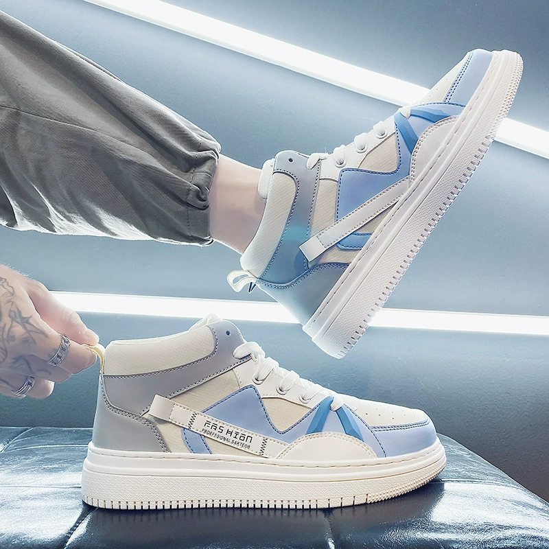 2024 весна и лето новая сетка красная обувь с высокими панельными кроссовками Тенденция повседневная спортивная обувь стильная корейская мужская обувь