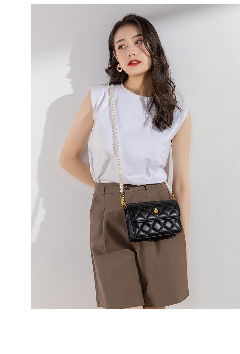 Túi đeo chéo nữ dây xích ngọc trai họa tiết kim cương giả cao cấp — Cỡ nhỏ màu trắng, Cỡ lớn màu trắng, Cỡ nhỏ màu đen, Cỡ lớn màu đen chi tiết 15