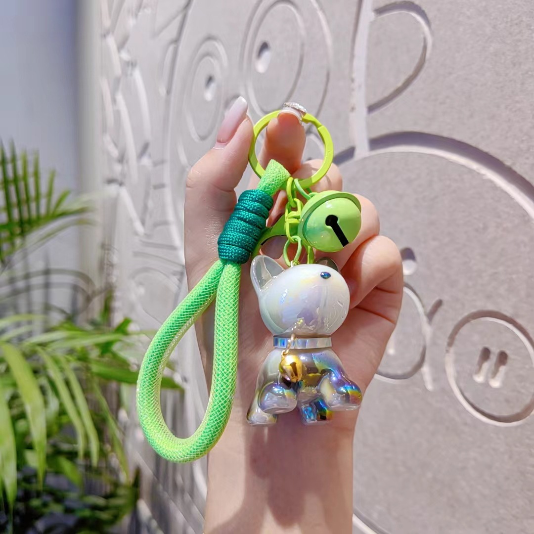 Caricatura creativa encantadora resina gradiente perro bolso bolso de coche llavero colgante hermoso pequeño regalo