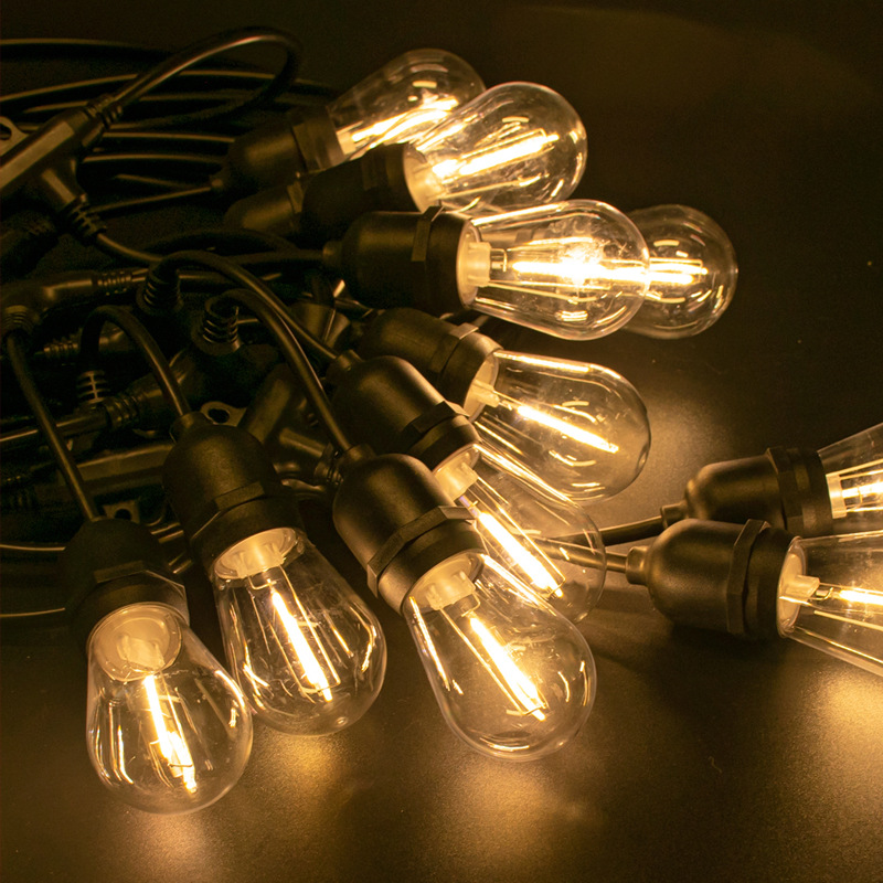 S14 PC pequeña bola boca de tornillo E26 luz de filamento led transfronteriza paisaje al aire libre luz de campamento cadena de bombillas fabricante envío gratis