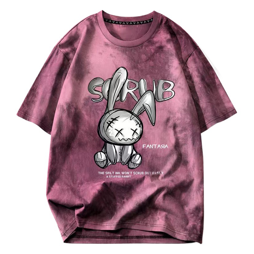 Verano de moda ins hombres Hong Kong estilo tie-dyed más tamaño camiseta de los hombres retro de moda personalizada suelta adelgazamiento manga corta Camiseta hombres