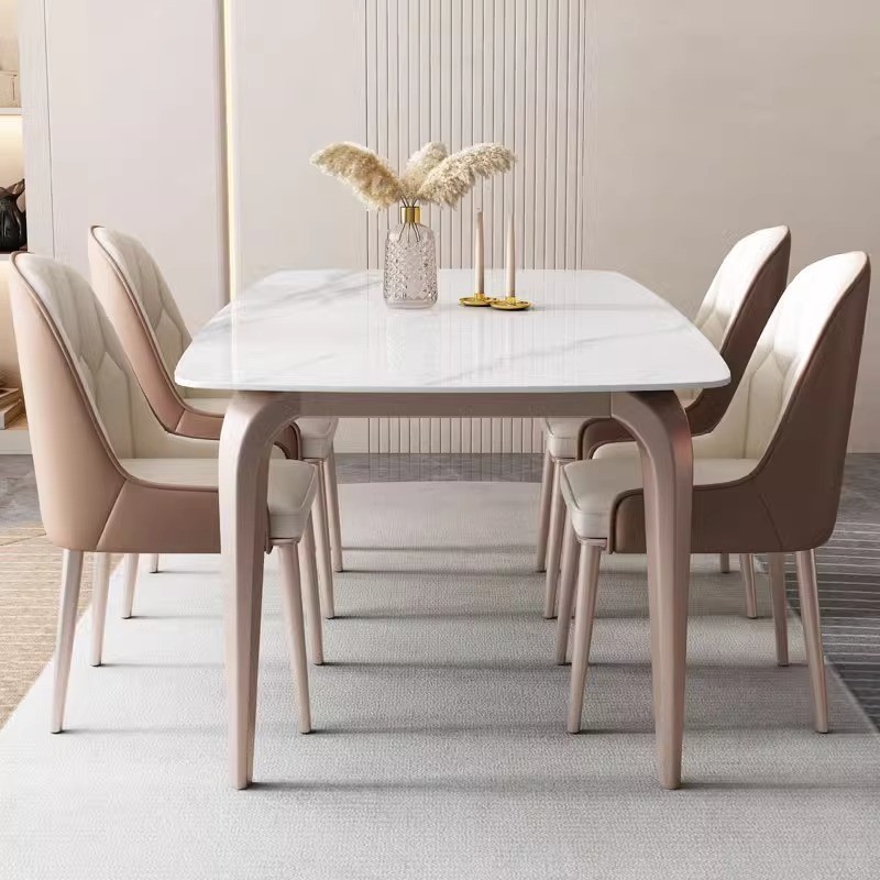 Slate Dining Table and Chair Combination New Style Home Small Apartment Modern Simple Western Dining Table Italian Light Luxury Rectangular Dining Table