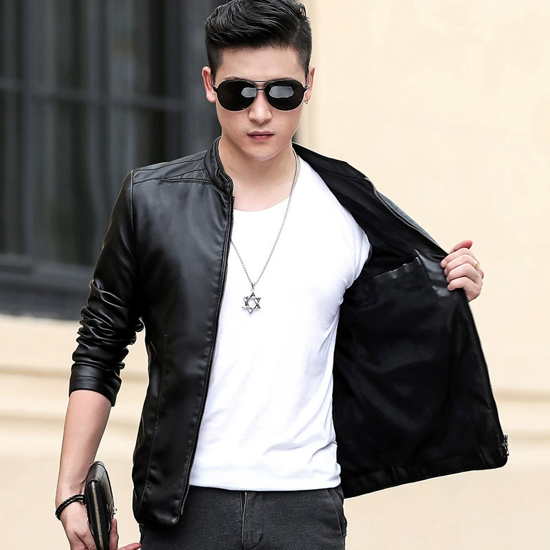 Новая кожаная мужская кожаная куртка повседневная куртка корейская тенденция стройная молодежь весна и осень