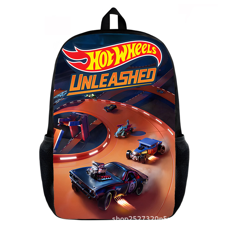 Hotwheels Cross-Border Best-Selling Hot Wheels Racing 15inch Black School Bag Supports Aliexpress Jit Shipping