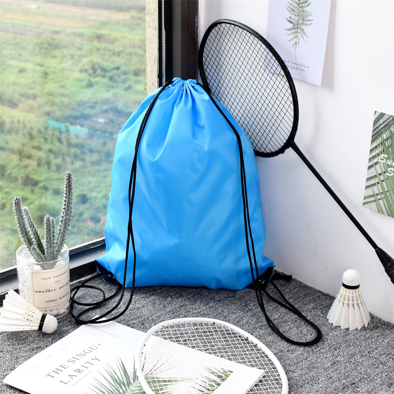 210d bolsa de cordón de poliéster Oxford mochila de cordón de tela en stock bolsa de publicidad de entrenamiento para estudiantes impresión personalizada