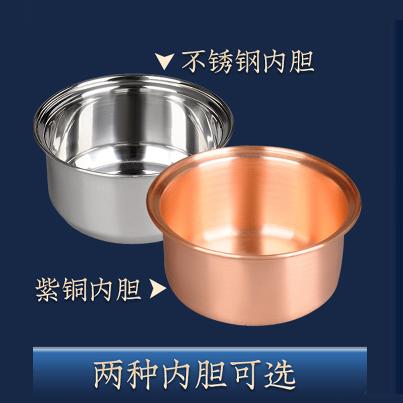 加厚单人电磁炉铜火锅珐琅彩景泰蓝一人一位小火锅分餐自助火锅炉|undefined