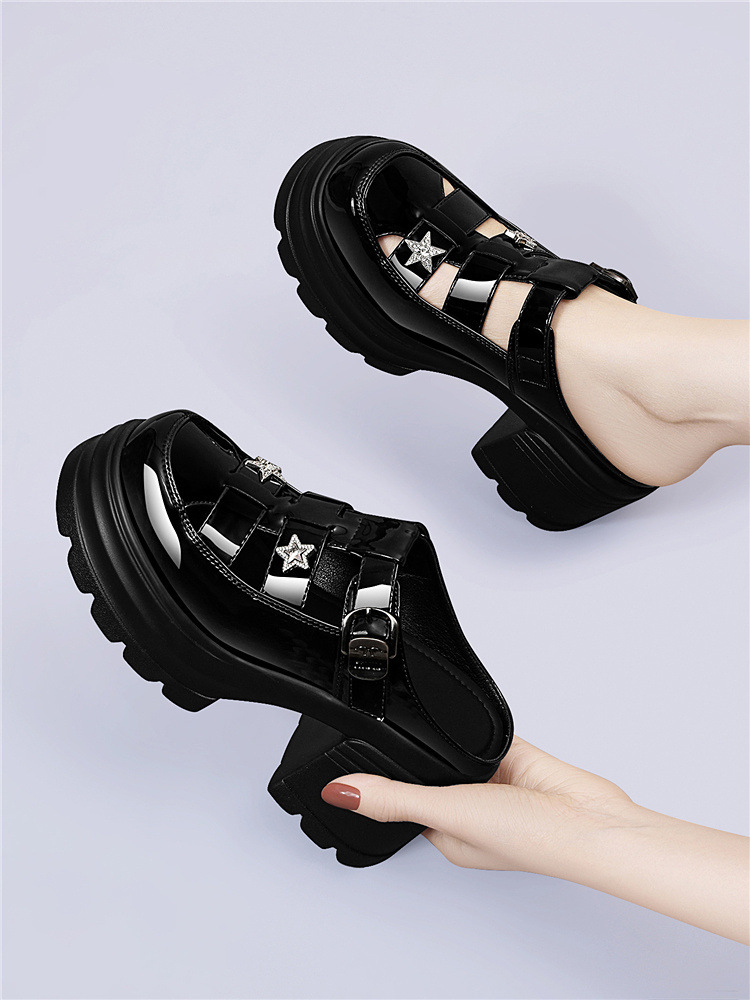 Sandal nữ tăng chiều cao đế dày 8 cm, mũi kín hở gót, thoáng khí, phong cách khí chất — 6069 Da đen, 6069 Màu be chi tiết 11
