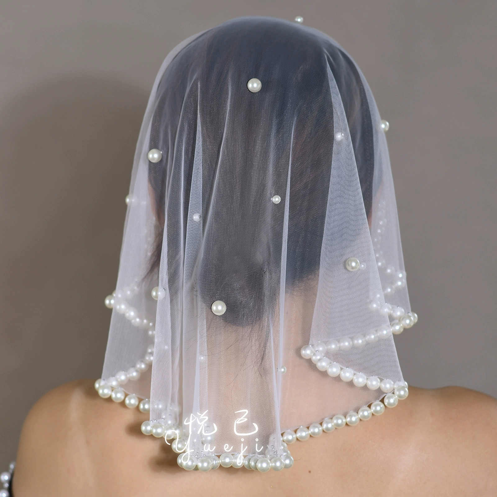悦己 Red bride's veil pearl, atmospheric accessory, European style