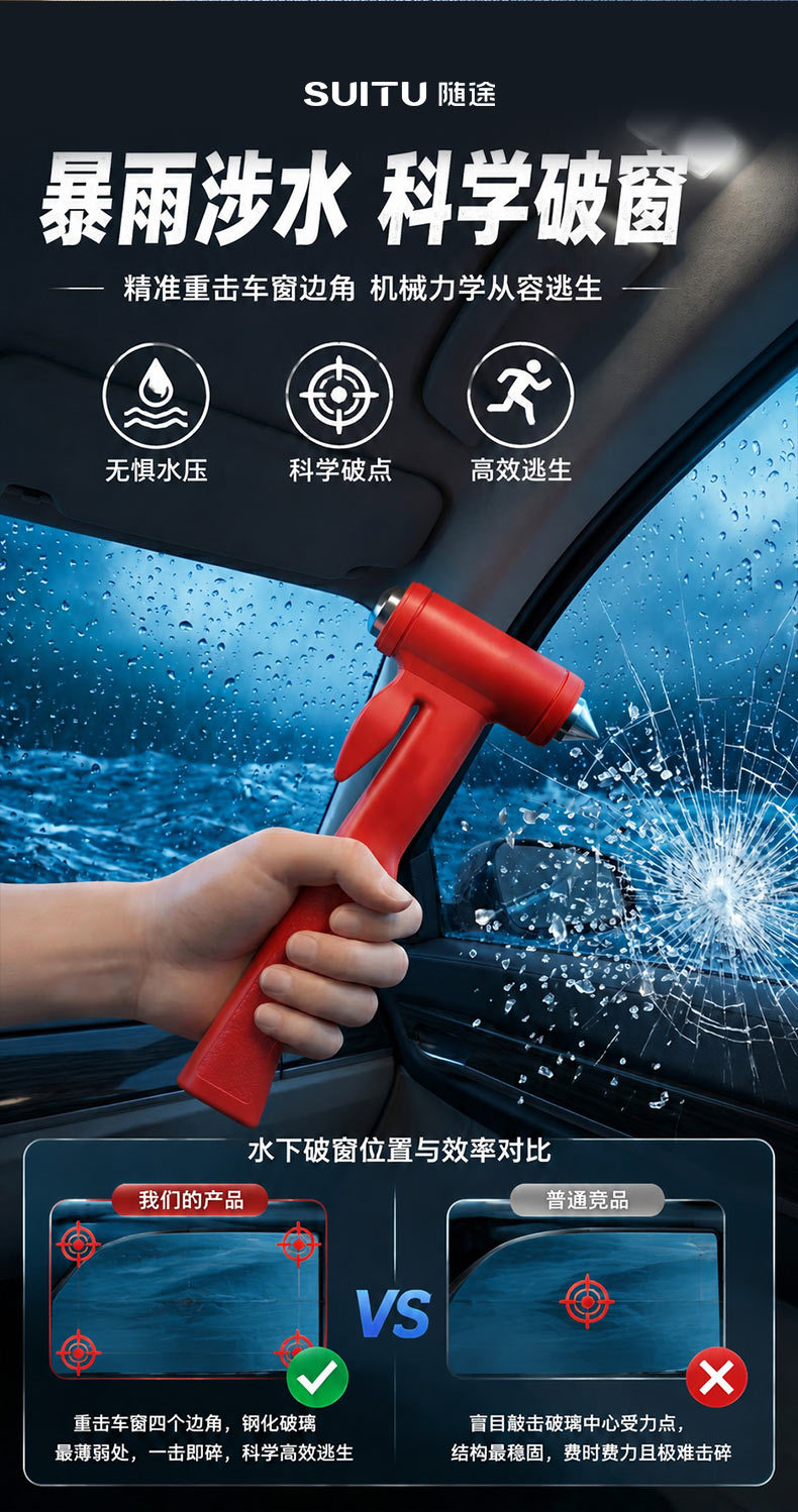 Cross-Border Car Safety Hammer, Bus, High-Speed Rail, and Coach Escape and Rescue Hammer, Emergency Window-Breaking Tool Wholesale