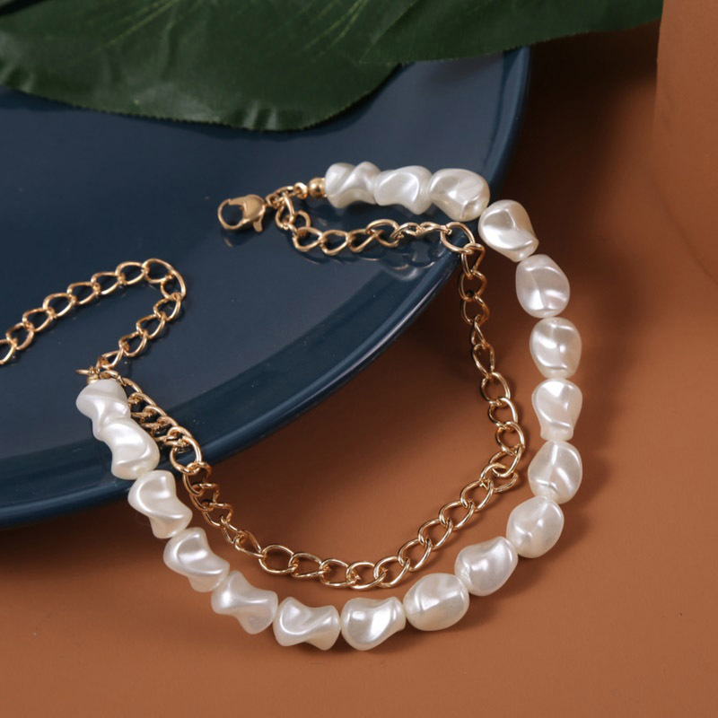 Fashion Multi-layer Pearl Alloy Anklet Wholesale display picture 4