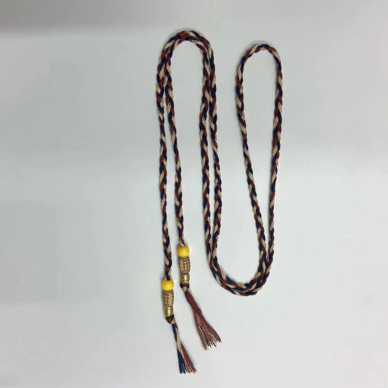 彩色三股流苏吊坠辫子复古编织民族风卫衣帽绳 抽绳裤腰绳配饰