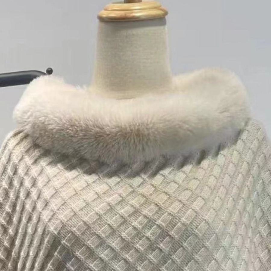 Abbigliamento da donna Pelliccia di coniglio Temperamento Nuovo girocollo Pullover Plaid Moda Scialle Lavorato a maglia_voghion.com