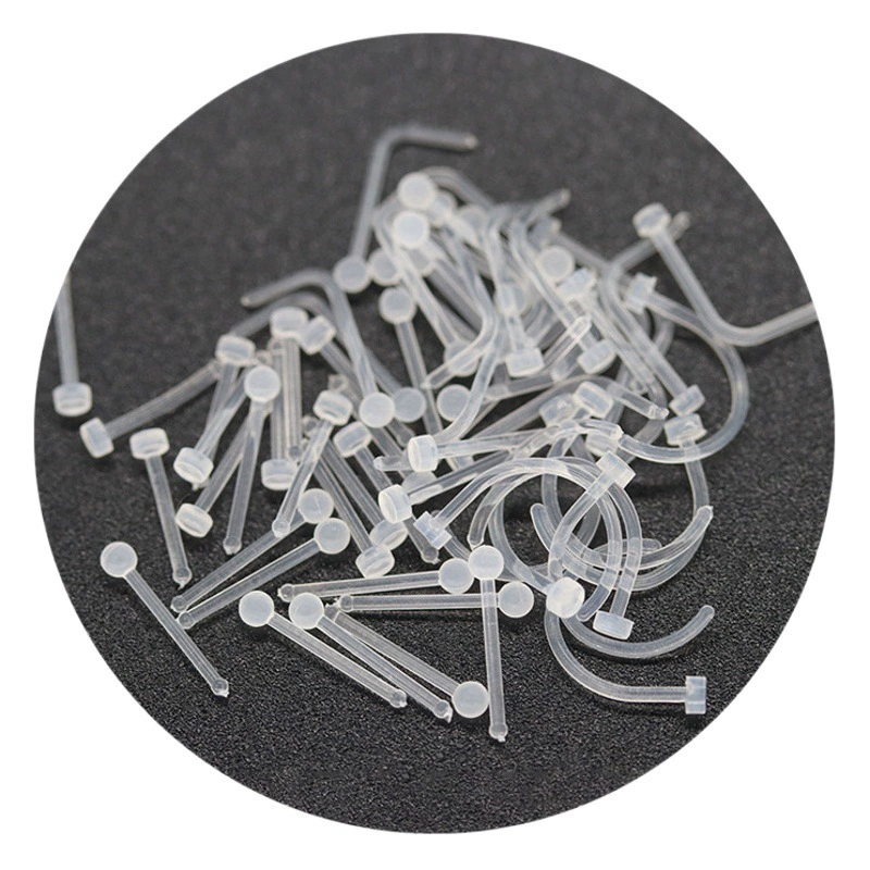 Акриловые PP Невидимый носовой гвоздь прямой стержень прозрачный пирсинг для губ ювелирные изделия гвоздь для губ Мягкий стержень пирсинг U Ⅴ губы ногтей оптом