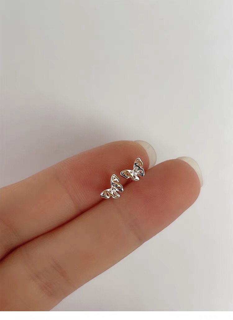 2g Weight 925 Sterling Silver Ear Needle Material Ear Studs Classification 1 Pair Quantity Daily, Date Occasion 925 Sterling Silver Material Butterfly Pattern Women's Gender Plating Design Sweet, Simple Style Style 1 Pair 925 Sterling Silver Butterfly Ear Studs 无