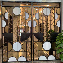 酒店餐厅走廊玄关金属格栅双面效果花格不锈钢创意屏风隔断装饰