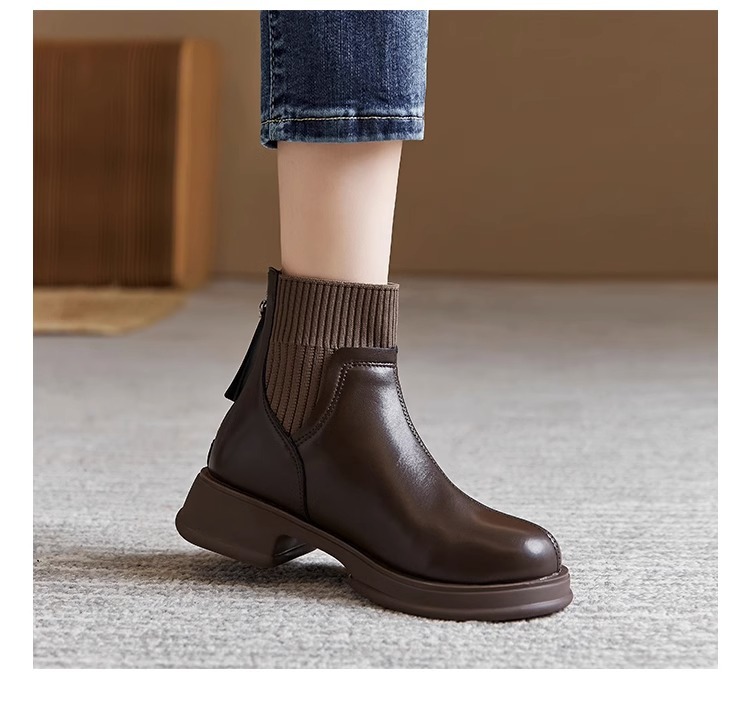 Hommes Vintage Militaire Talon Aiguille Bout Carré Bout Rond À ​​Lacets Fermeture Éclair Bureau Chaussures De Sport Bottes_voghion.com