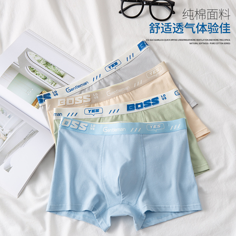 Men's Underwear Cotton Boxers Men's Fashion Underwear Men's Breathable Teenager Boxers Shorts Wholesale