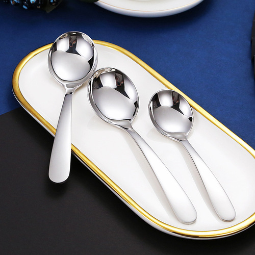 304 stainless steel round spoon hotel thickening and deepening spoon bird's nest spoon household spoon eating dessert mixing spoon