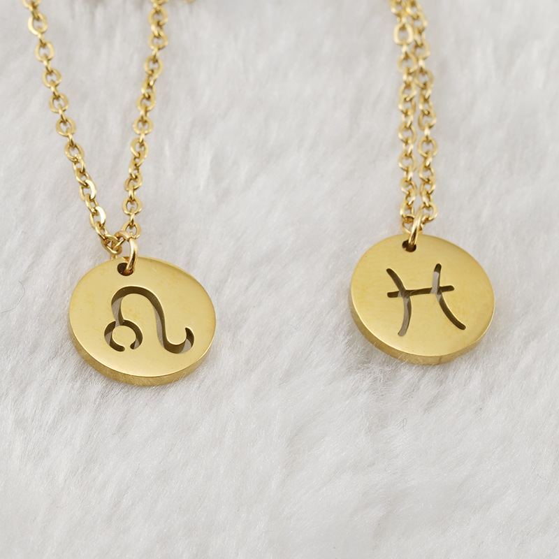 Necklace Classification 304 Stainless Steel Chain Material cable chain Chain Type Wholesale Jewelry Simple Style Constellation 304 Stainless Steel 18K Gold Plated Stainless Steel Necklaces
