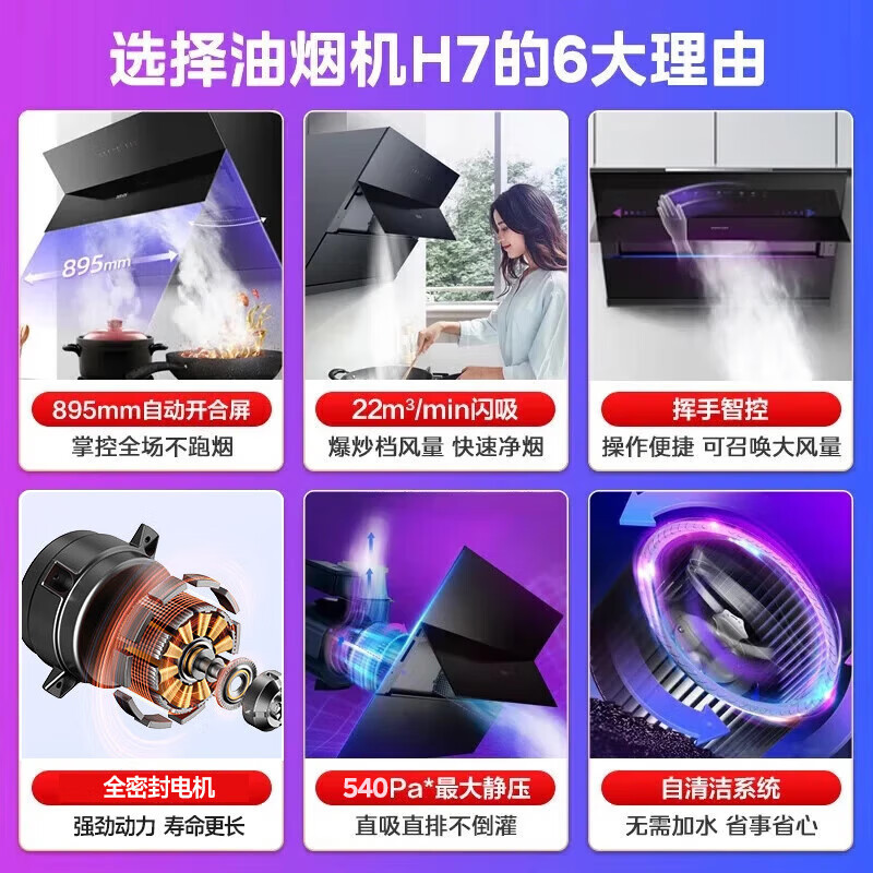 华凌 美的出品油烟机22立方爆炒大吸力挥手智控 智能自动清洗侧吸|undefined
